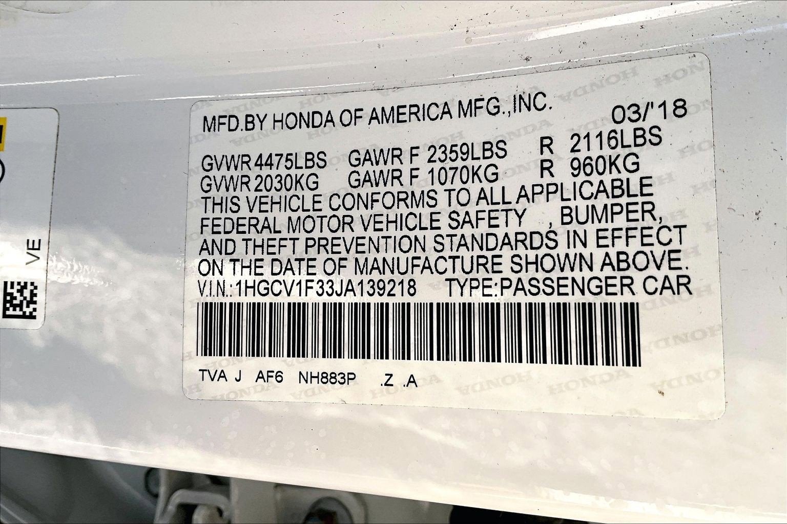 2018 Honda Accord Sedan Sport 1.5T