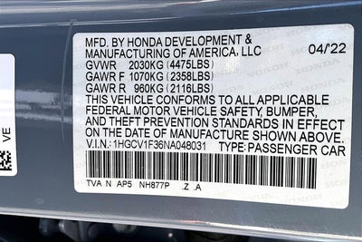 2022 Honda Accord Sedan Sport