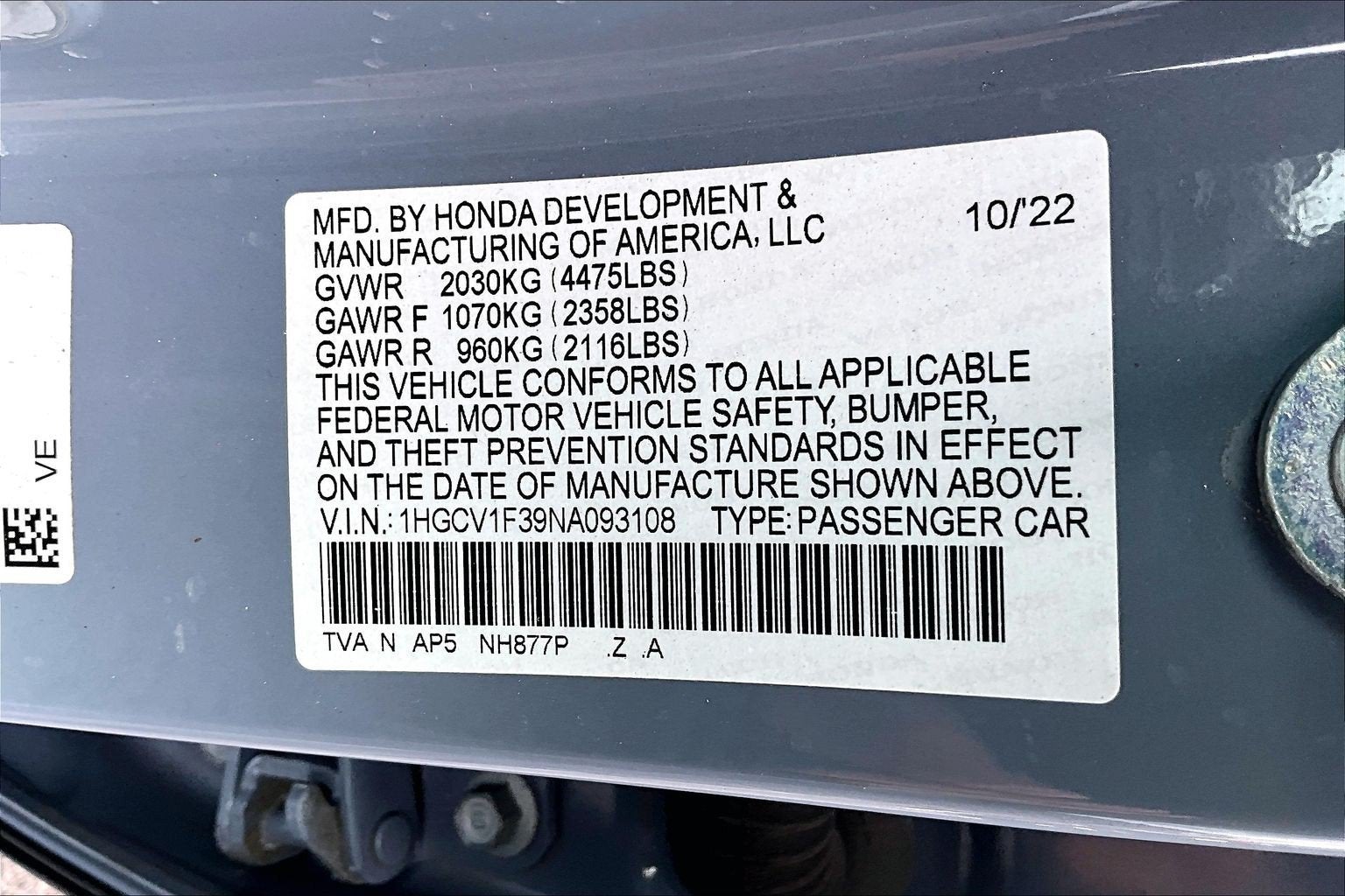 2022 Honda Accord Sedan Sport