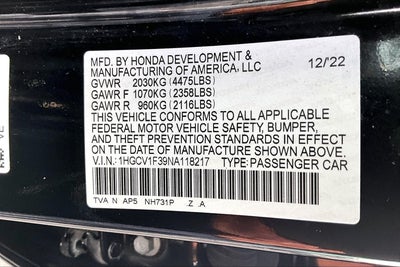 2022 Honda Accord Sedan Sport