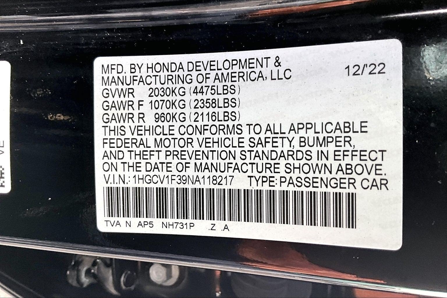 2022 Honda Accord Sedan Sport