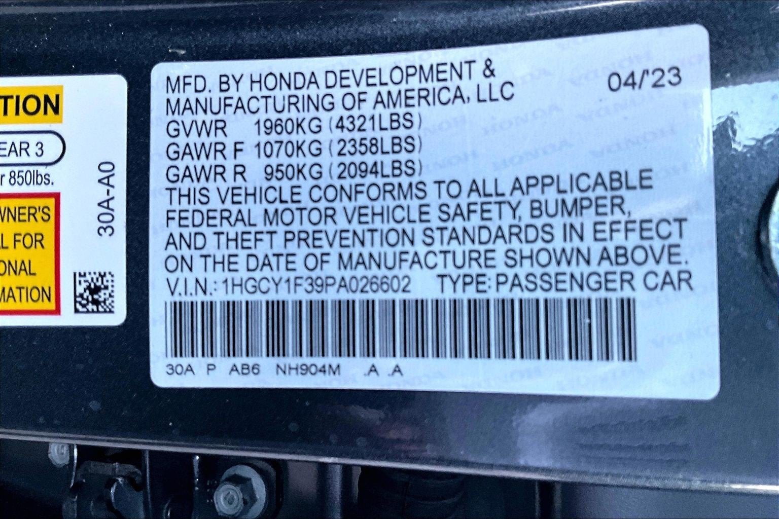 2023 Honda Accord Sedan EX