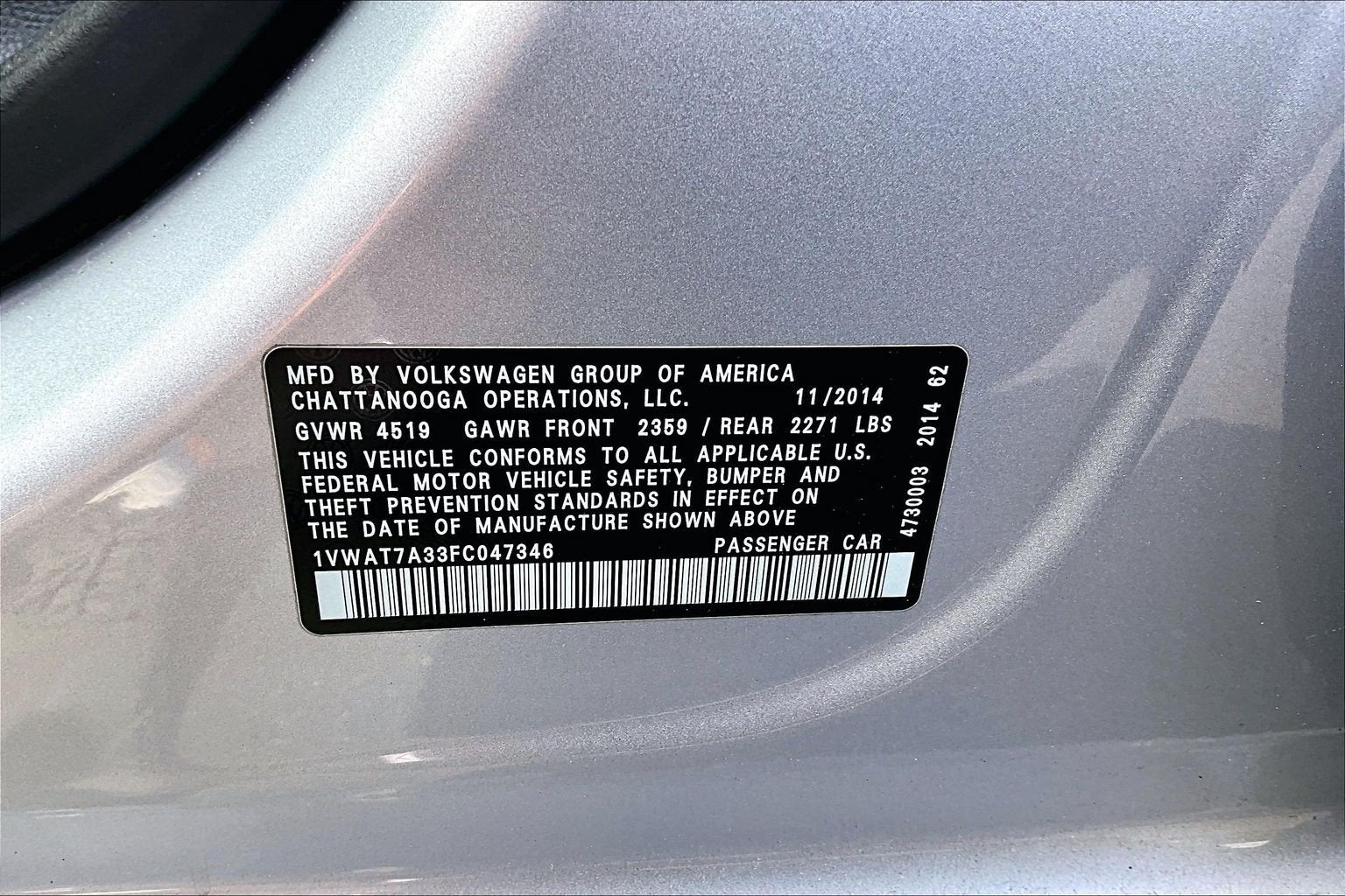 2015 Volkswagen Passat 1.8T Wolfsburg Ed