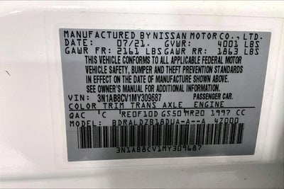 2021 Nissan Sentra SV