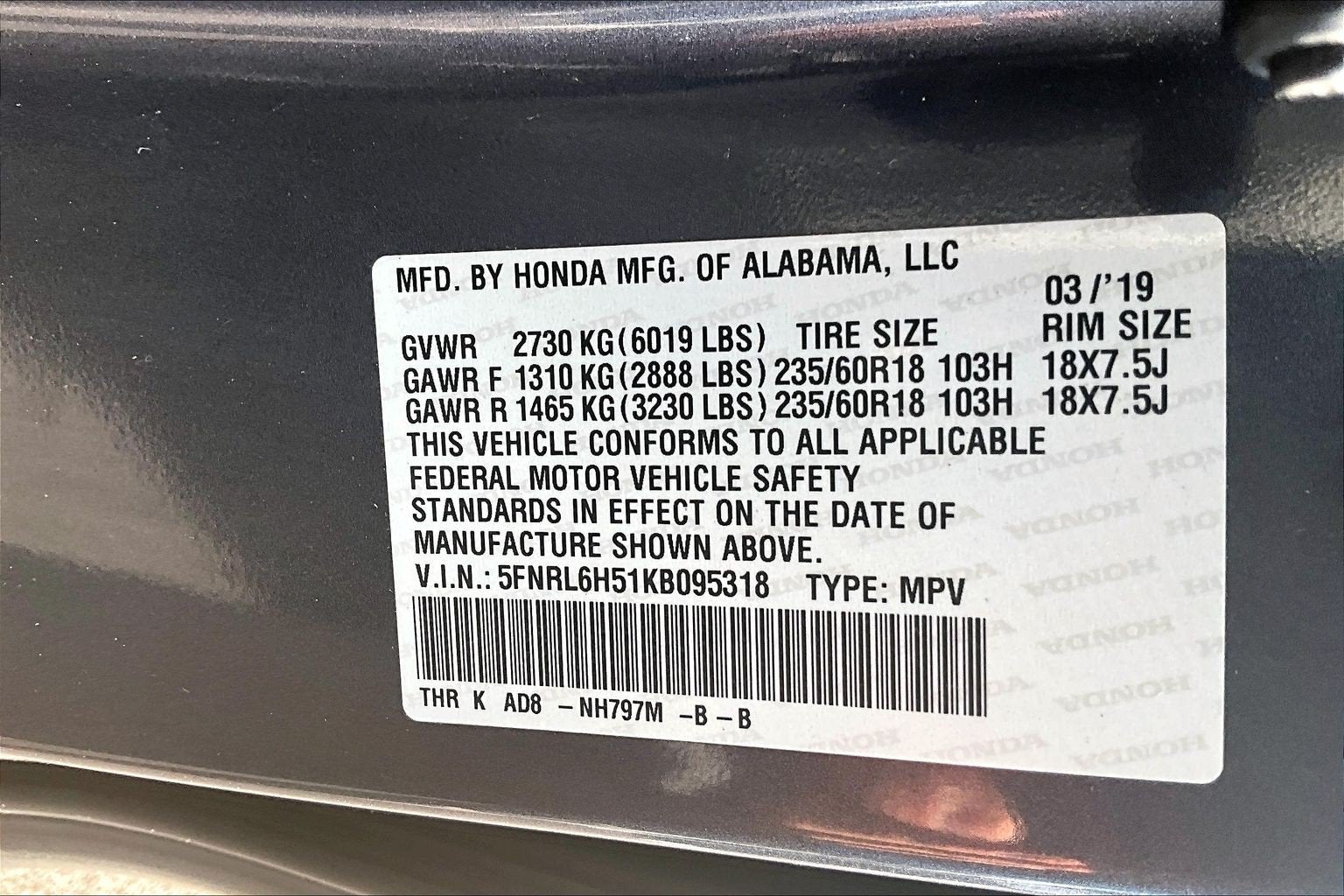 2019 Honda Odyssey EX