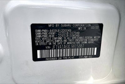 2020 Subaru WRX Manual
