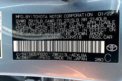 2022 Toyota Corolla Hybrid LE