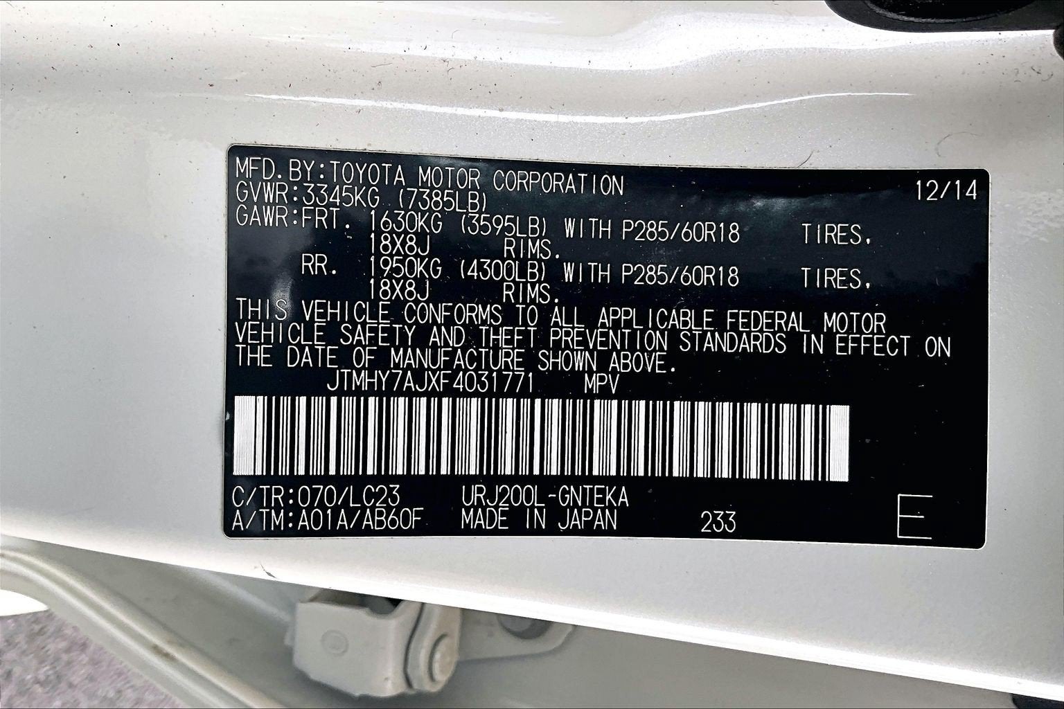 2015 Toyota Land Cruiser 4dr 4WD (Natl)