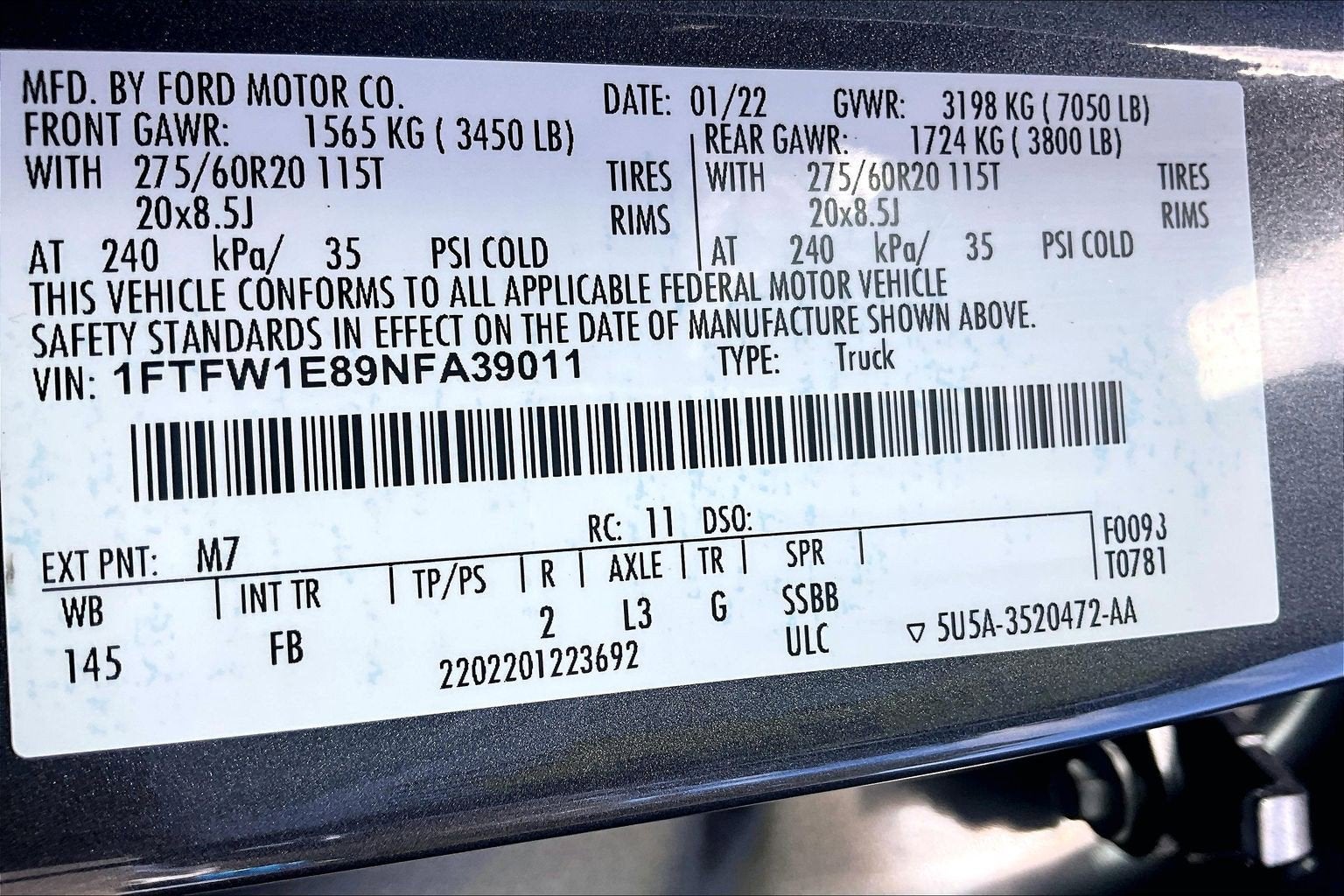 2022 Ford F-150 XLT 3.5 ECOBOOST SPORT