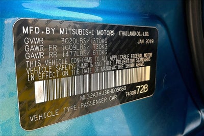 2019 Mitsubishi Mirage ES