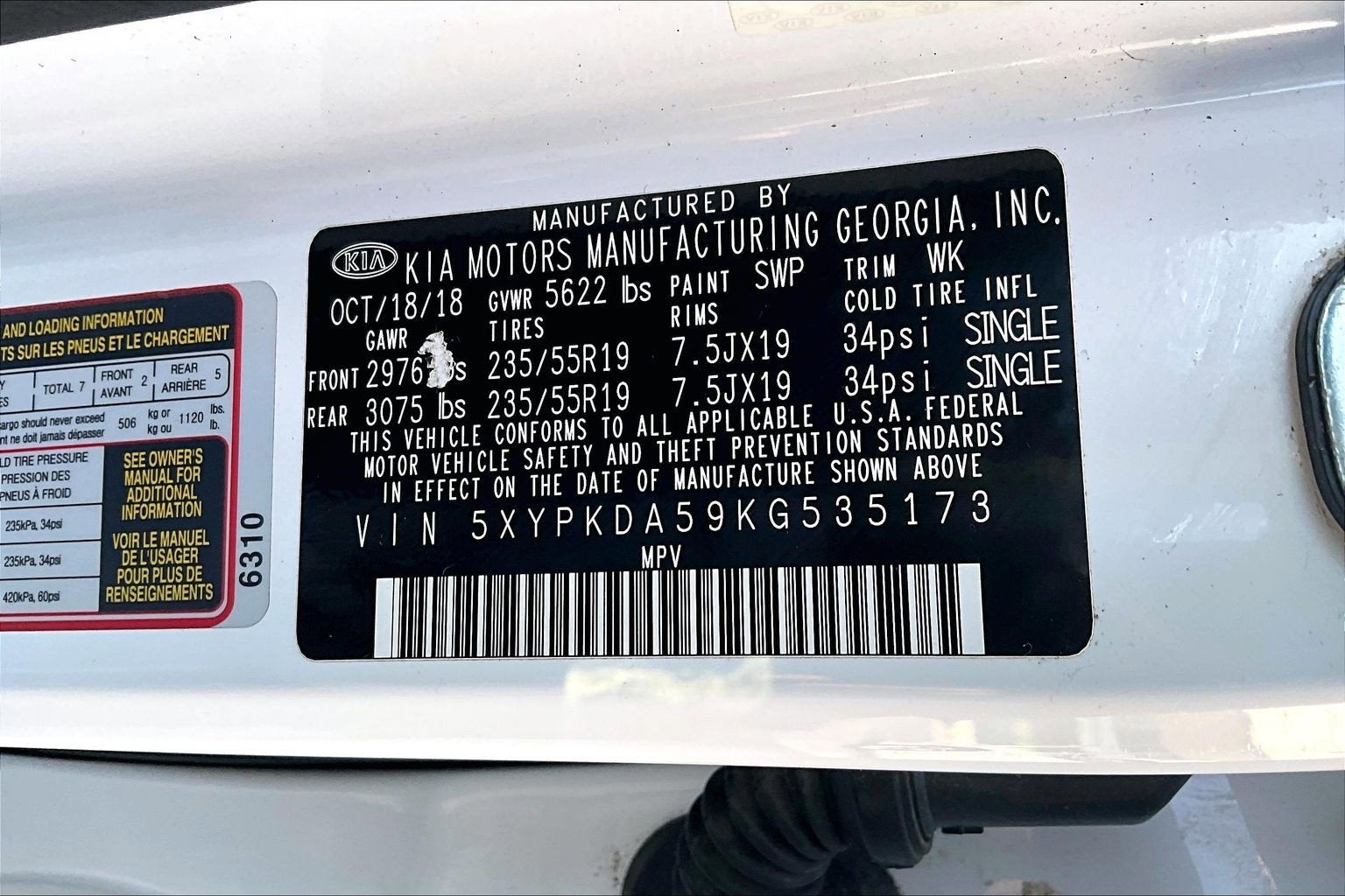 2019 Kia Sorento 3.3L SX